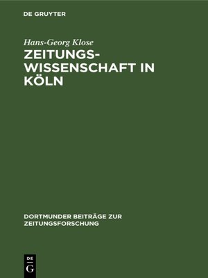 cover image of Zeitungswissenschaft in Köln